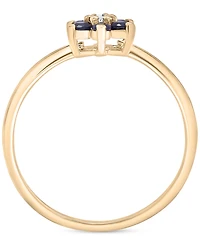 Blue Sapphire (1/4 ct. t.w.) & White Sapphire (1/20 ct. t.w.) Flower Ring in 14K Gold over Sterling Silver