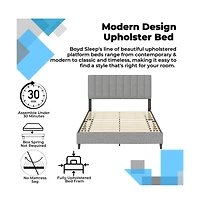 Leah Linen Upholstered Platform Bed Frame with Adjustable Headboard - Boyd Sleep, 13 slat support