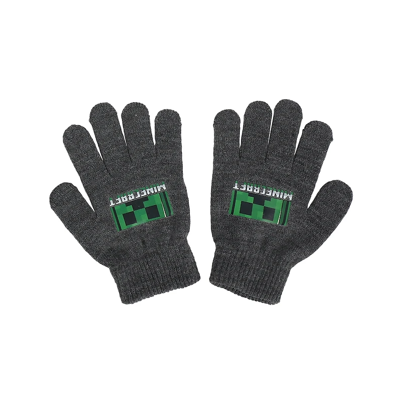 Minecraft Boys Creeper Character Youth Beanie and Gloves Set