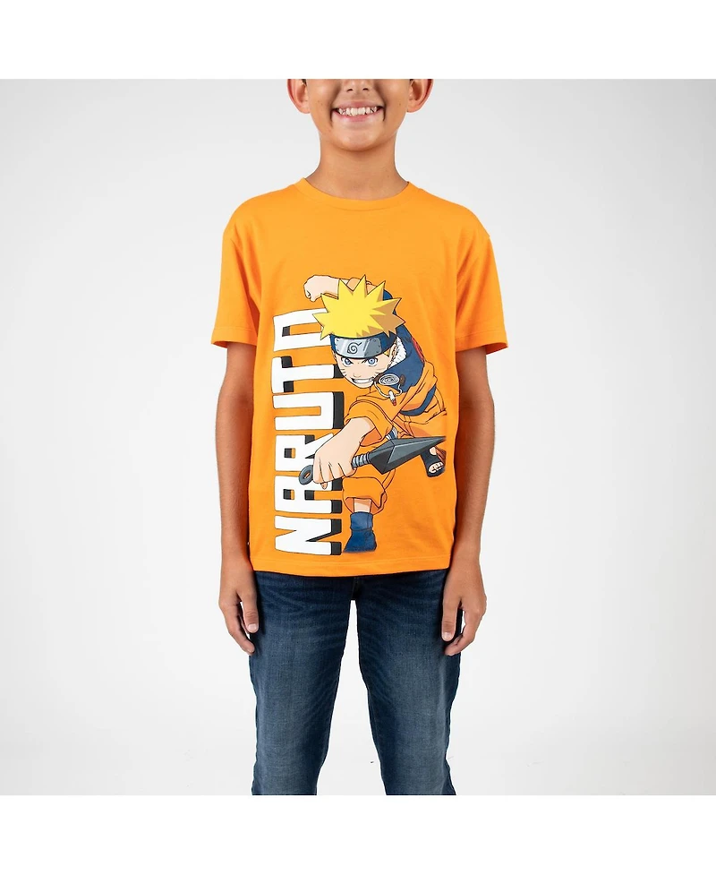 Naruto Little Boys Uzumaki Crew Neck Short Sleeve 4pk Tees-Small