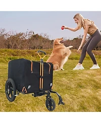 Foldable Pet Jogging Stroller Dog Carriers Bicycle Trailer Pet Dog Cat Bike Trailer Orange and Black - Ideal for Small Pets