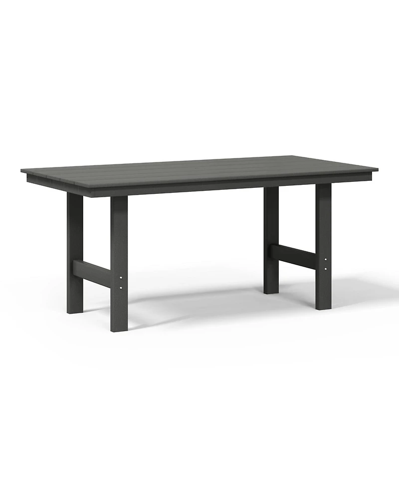 6-Piece Outdoor Hdpe Rectangular Patio Dining Table Set with Bench