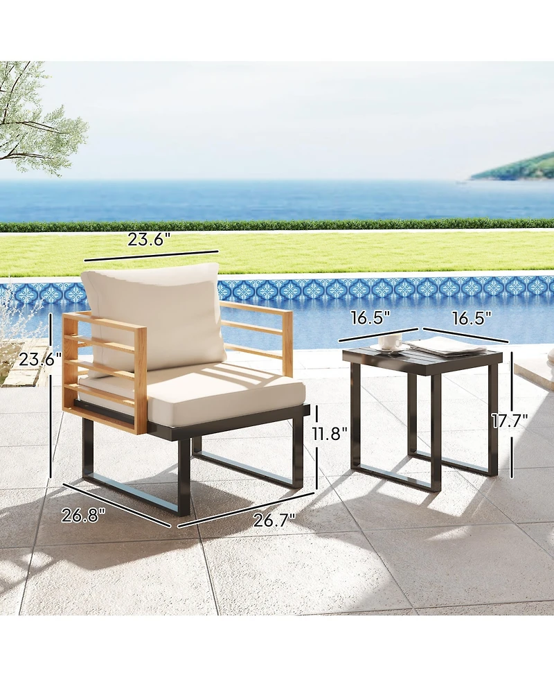 Outsunny Metal Outdoor Bistro Set, Small Patio Set with Cushions,