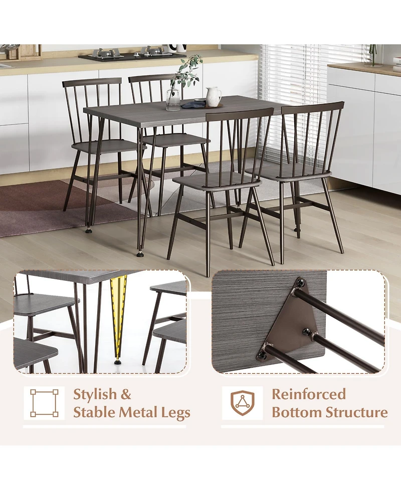 5-Piece Dining Table Set for 4 with 360 Swivel Feet for Small Place