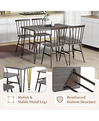 5-Piece Dining Table Set for 4 with 360 Swivel Feet for Small Place