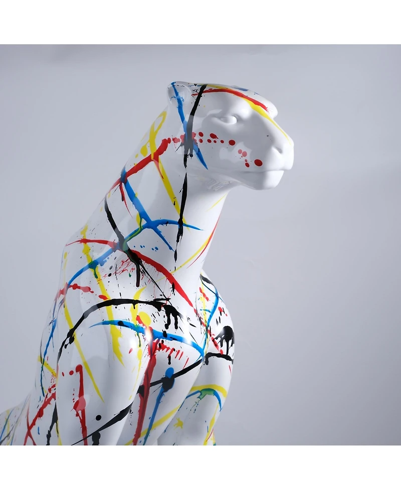Modern Resin Leopard Sculpture, Large Home Decor