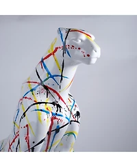 Modern Resin Leopard Sculpture, Large Home Decor