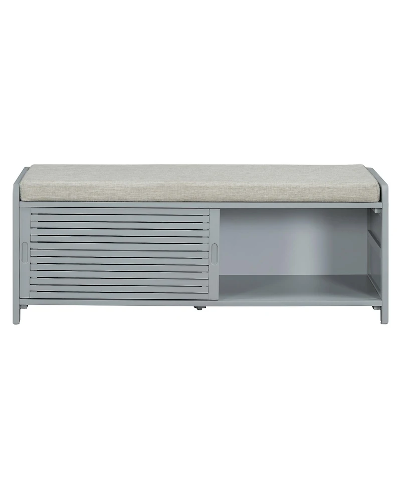 Streamdale Distressed Shutter Storage Bench with Acacia Veneer for Retro Charm for Living Room