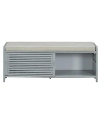 Streamdale Distressed Shutter Storage Bench with Acacia Veneer for Retro Charm for Living Room