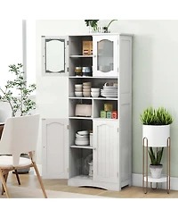 58.5" Tall Bathroom Storage Cabinet Freestanding Linen Cabinet with Shelves
