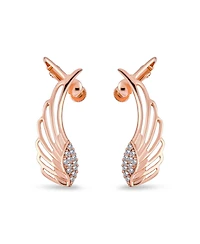 Bling Jewelry Trendy Angel Wing Feather Ear Cuff Cartilage Earrings Rose Gold Silver Plated