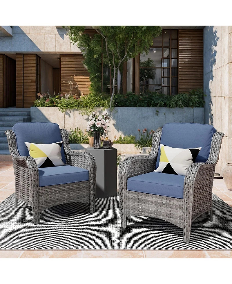 Xizzi 2-Piece Outdoor Patio Furniture Set with High Back Chairs, All Weather Wicker Conversation for Garden and Backyard