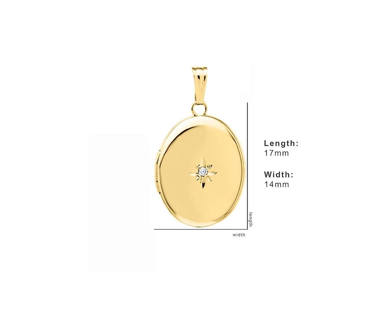 Yellow Gold Filled 14mm Polished Locket with Diamond Accents for Women