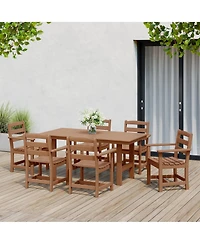 7-Piece Hdpe Outdoor Rectangular Patio Dining Table Set