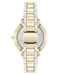 Nine West Women's Quartz White Silicone and Gold-Tone Metal Alloy Watch, 36mm