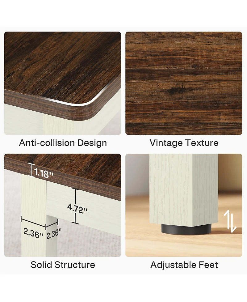 Tribesigns 55-Inch Large Dining Table Set for 4-6, 3 Pieces Wood Kitchen Table with 2 Benches, Rectangular Dinner Room Table Set for Kitchen, Dining R