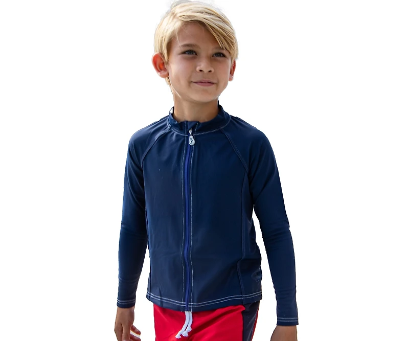 NoNetz Kids Long Sleeve No-Rash Rash Guards With Skin Safe Zipper
