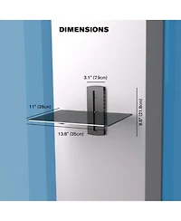 ProMounts Durable Single Glass Av Wall Shelf, Supports up to 17.6lbs Max Weight