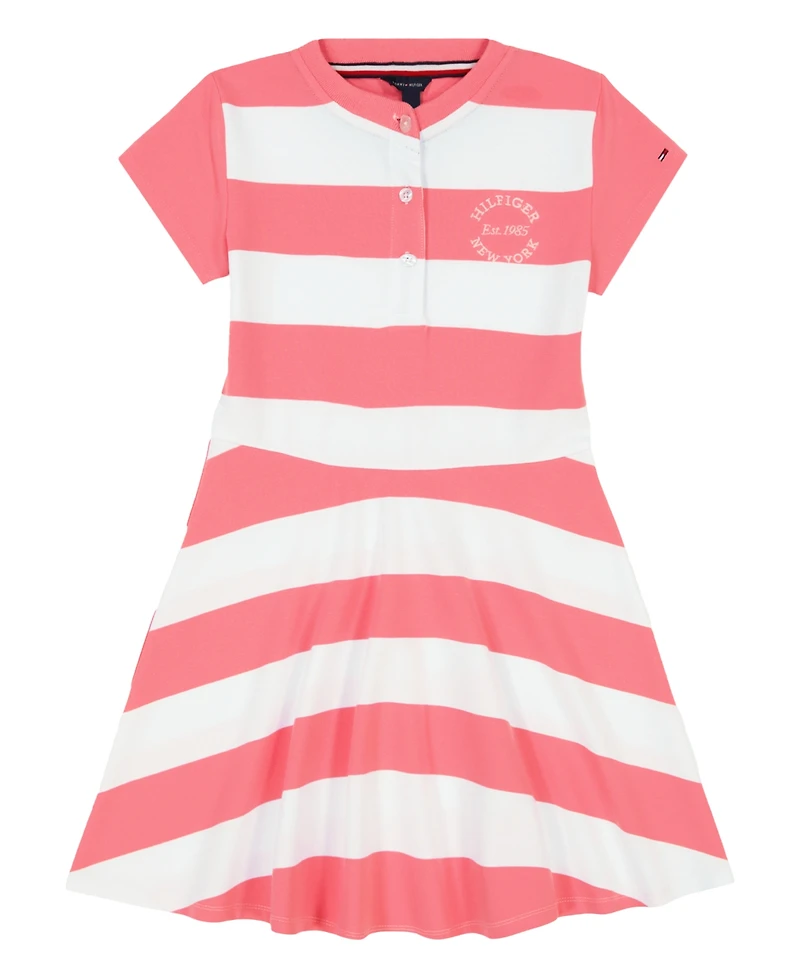 Tommy Hilfiger Big Girls Rugby Stripe Short Sleeve Dress