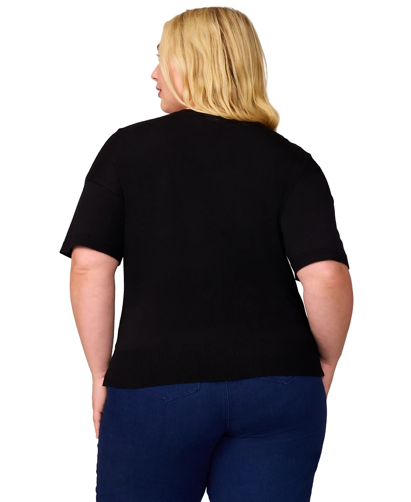 Melissa Paige Plus Seamed V-Neck Sweater, Exclusively at Macy's