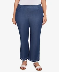 Ruby Rd. Plus Eyelet Embroidered Dark Flare Jeans