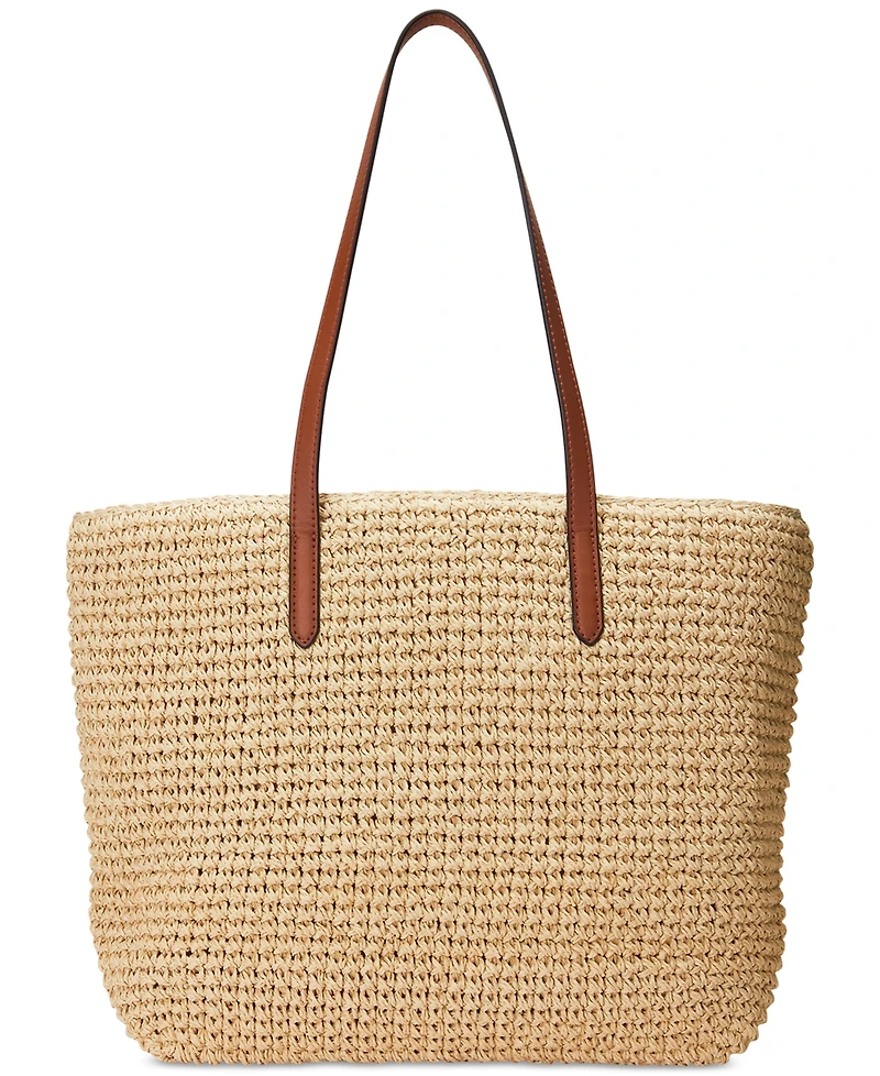 Lauren Ralph Lauren Crochet-Straw Medium Whitney Tote
