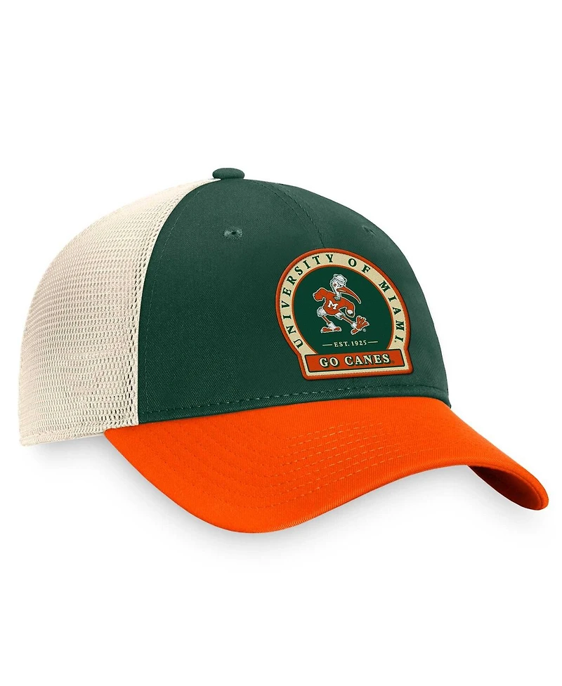 Top of the World Men's Green Miami Hurricanes Refined Trucker Adjustable Hat