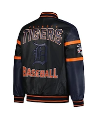G-iii Sports by Carl Banks Men's Black Detroit Tigers Full-Zip Leather Varsity Jacket