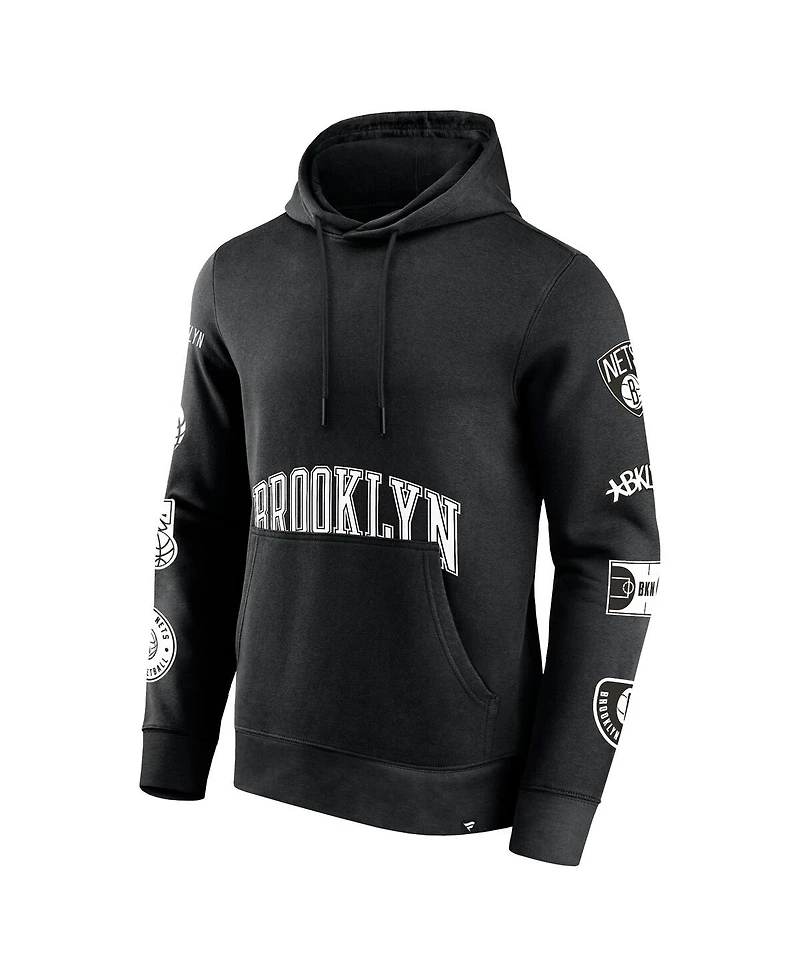 Fanatics Men's Black Brooklyn Nets Home Court Pullover Hoodie