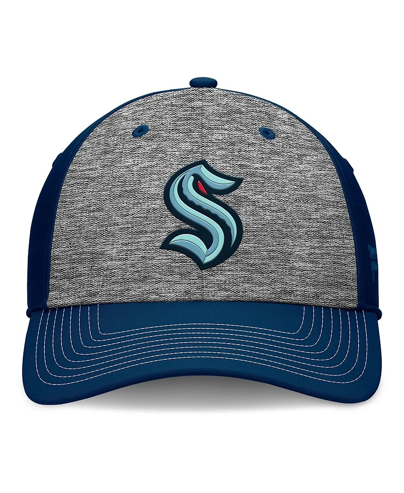 Fanatics Men's Gray/Navy Seattle Kraken Fundamental Top Shelf 2-Tone Flex Hat