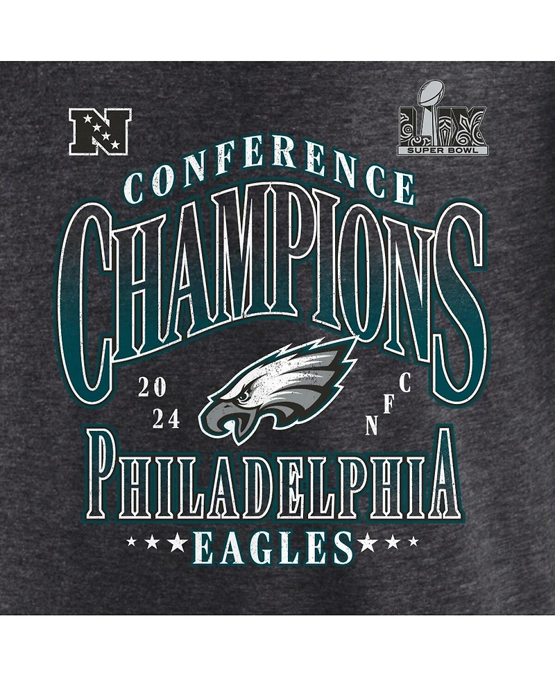 Fanatics Men's Heather Charcoal Philadelphia Eagles 2024 Nfc Champions Right Side Draw Tri-Blend T-Shirt