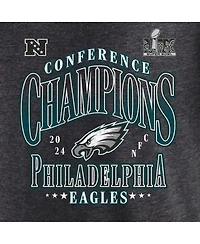 Fanatics Men's Heather Charcoal Philadelphia Eagles 2024 Nfc Champions Right Side Draw Tri-Blend T-Shirt