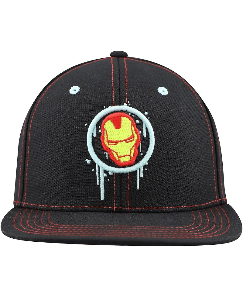 Lids Big Boys and Girls Black Iron Man Glow-in-the-Dark Snapback Hat