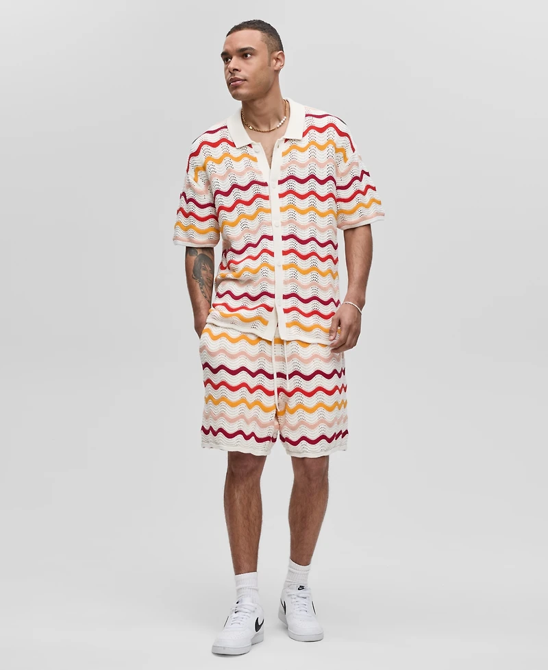 Mode of One Men's Short-Sleeve Gradient Zig-Zag Sweater Top, Exclusively at Macy's