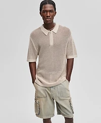 Mode of One Men's Polo-Collar Open-Stitch Short-Sleeve Sweater, Exclusively at Macy's