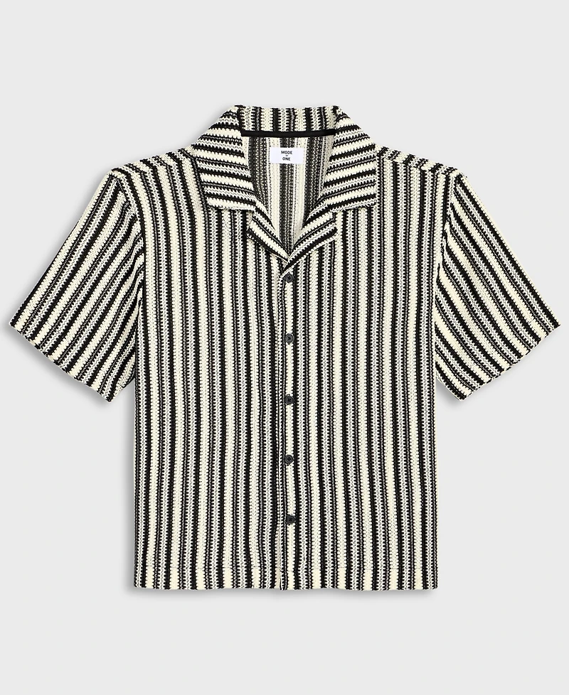 Mode of One Men's Vertical-Stripe Camp Collar Shirt, Exclusively at Macy's