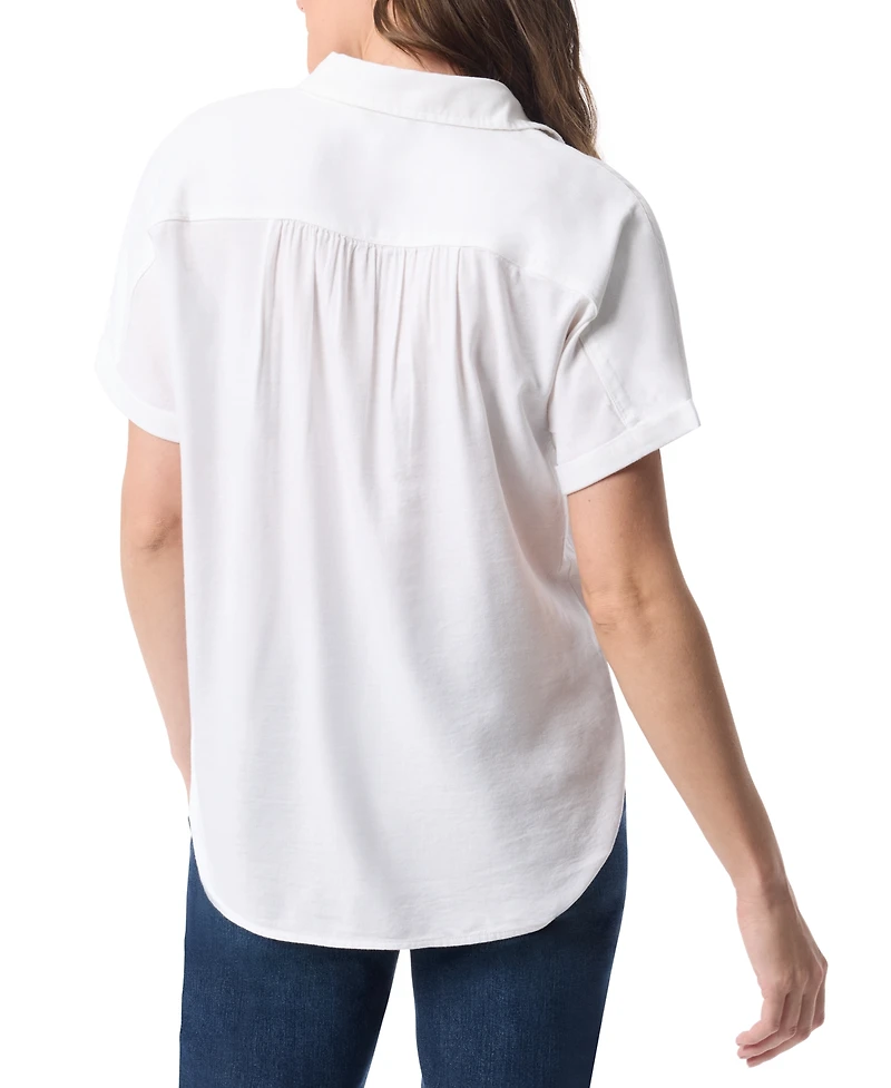 Gloria Vanderbilt Women's Daisy Drop-Hem Button Shirt