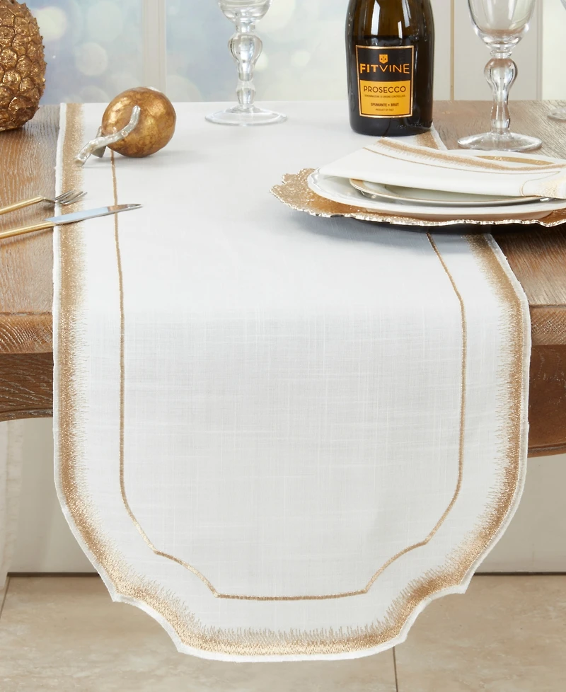 Saro Lifestyle Elegant Embroidery Detail Table Runner