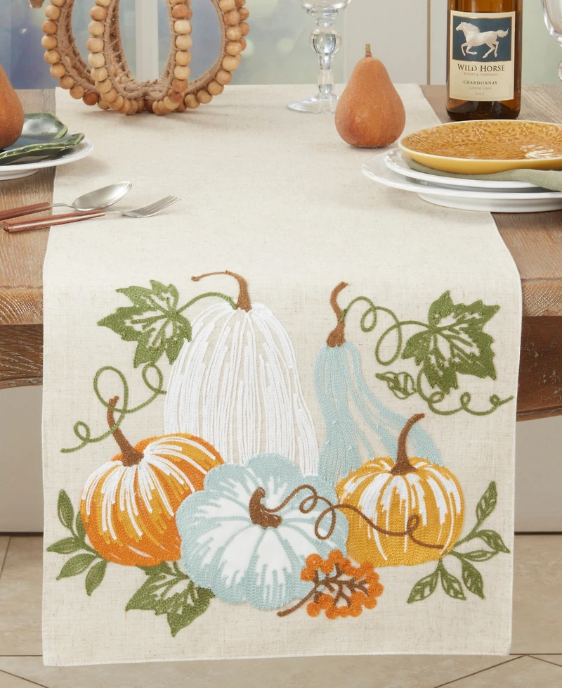 Saro Lifestyle Harvest Bounty Pumpkin Table Runner, 16" x 70"