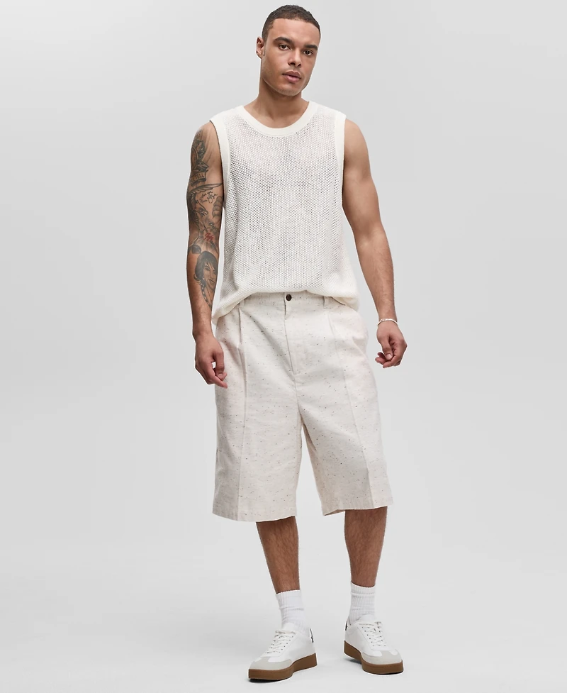 Mode of One Men's Oversized Speckled Textured Shorts, Exclusively at Macy's