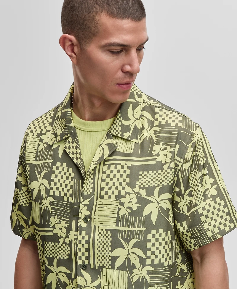 Mode of One Men's Short-Sleeve Vacation Palm Camp Collar Shirt, Exclusively at Macy's