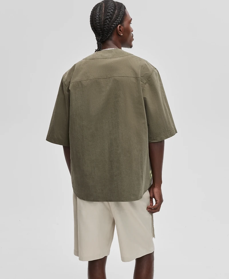 Mode of One Men's Washed Crinkle Baseball Jersey, Exclusively at Macy's