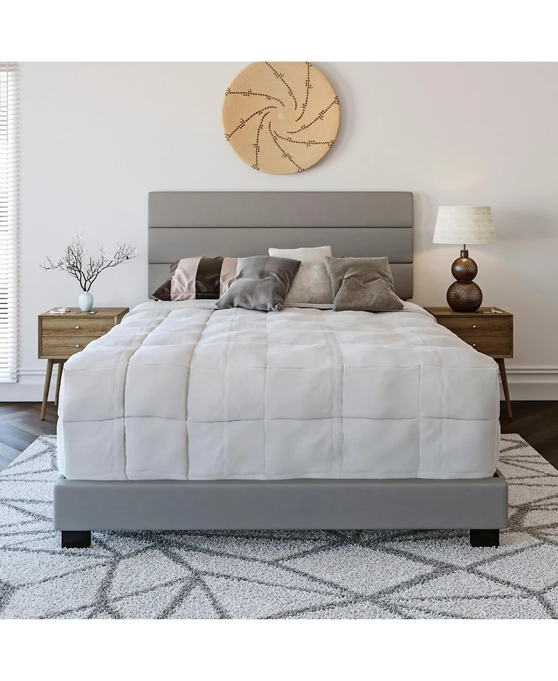 Napoli Leather Upholstered Platform Bed Frame with Tri-Panel Adjustable Headboard - Boyd Sleep