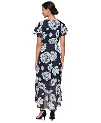 Sl Fashions Women's Flutter-Sleeve High-Low Dress