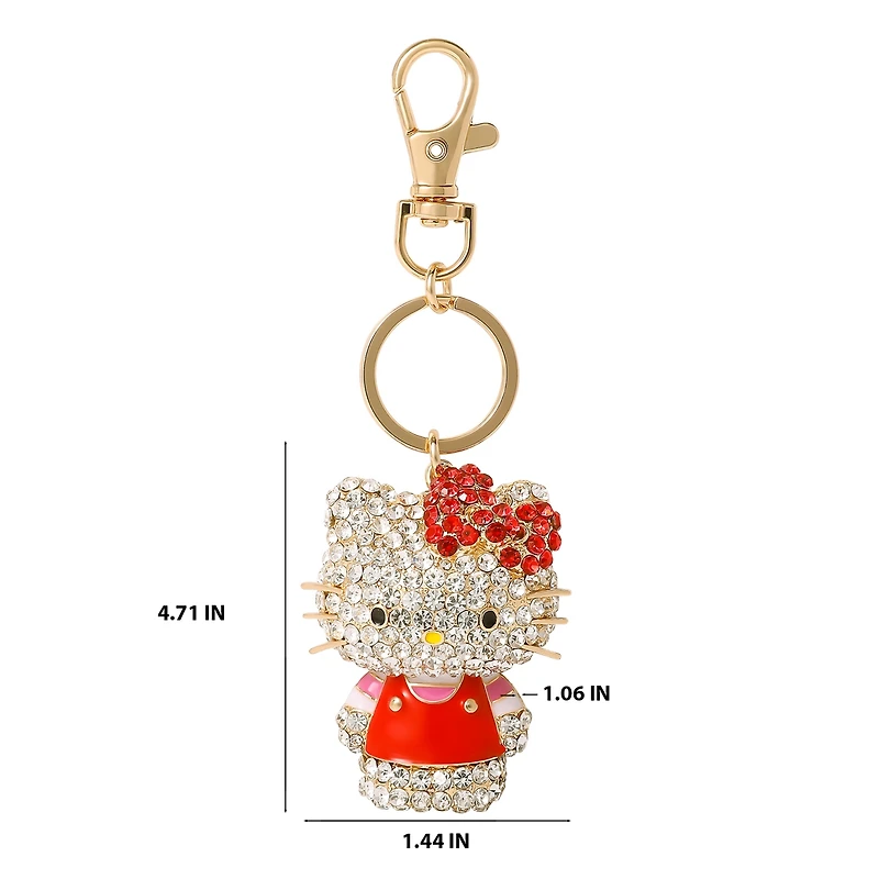 Sanrio Hello Kitty Pave 3D Bling Keychain - Bag Charm, Backpack Accessories, Travel Collectible Gift Keychains