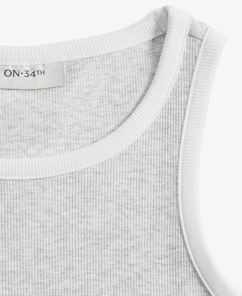 On 34th Women's Contrast Tipped Micro Rib Tank Top, Exclusively at Macy's