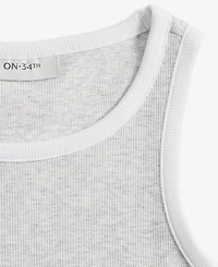 On 34th Women's Contrast Tipped Micro Rib Tank Top, Exclusively at Macy's