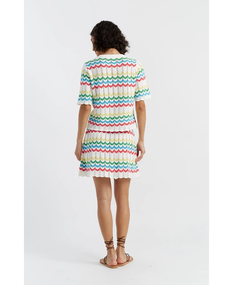 Chinti & Parker Women's Cotton Chevron Stitch T-Shirt
