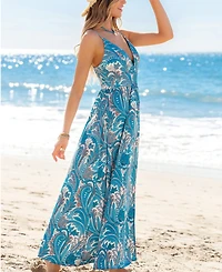 Cupshe Women's Rushing Waves Paisley Maxi Beach Dress