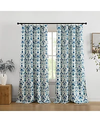 Hlc.me Clara Floral Damask Patterned Window Back Tab Rod Pocket Curtains Bedroom